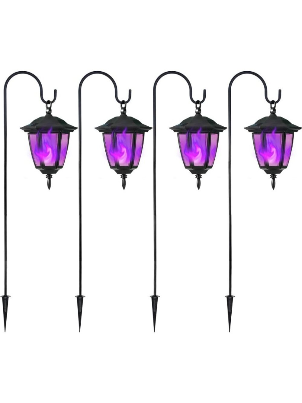 4 Pack Solar Flickering Flame Hanging Lights - Waterproof LED Garden Lanterns